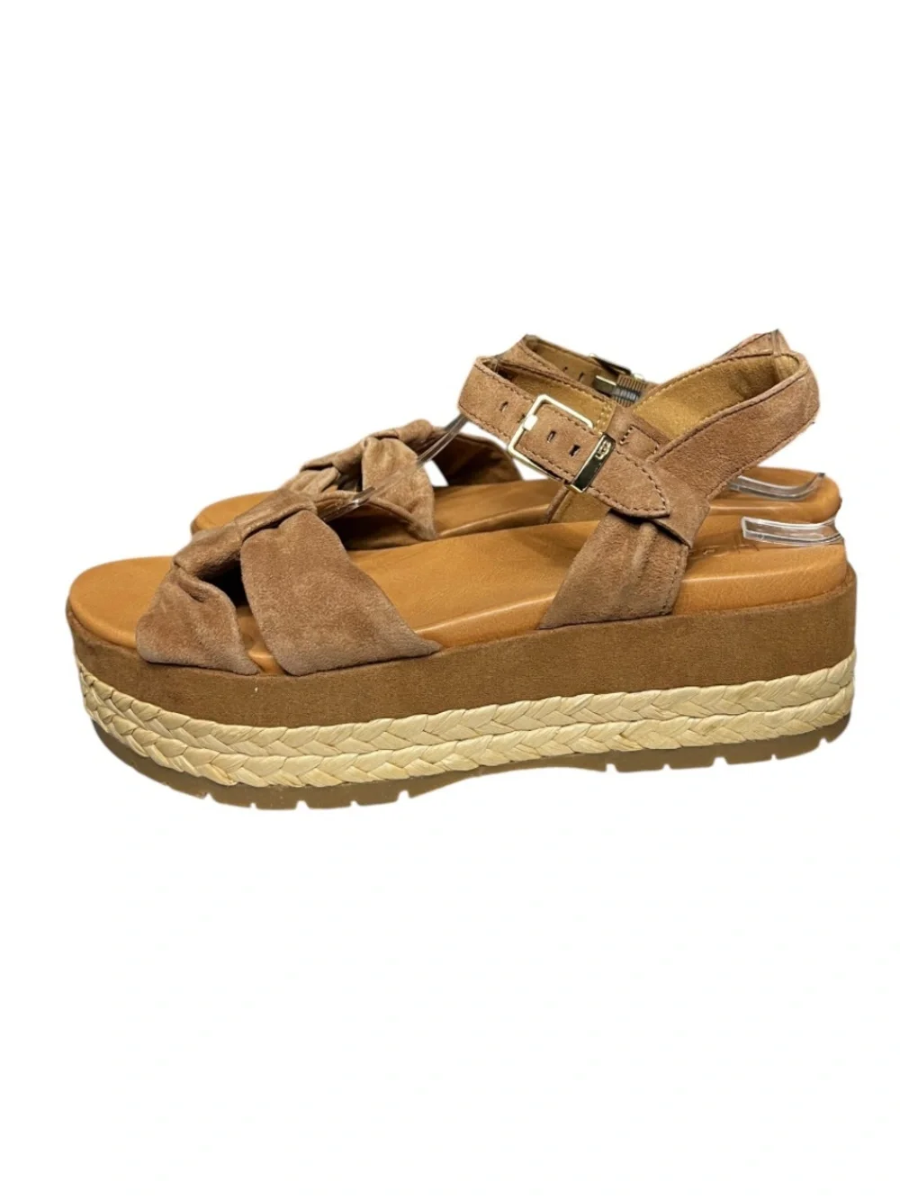 🌻NEW NWOT UGG Neusch Brown Suede Platform Wedge Sandals Jute Wrapped Size 10